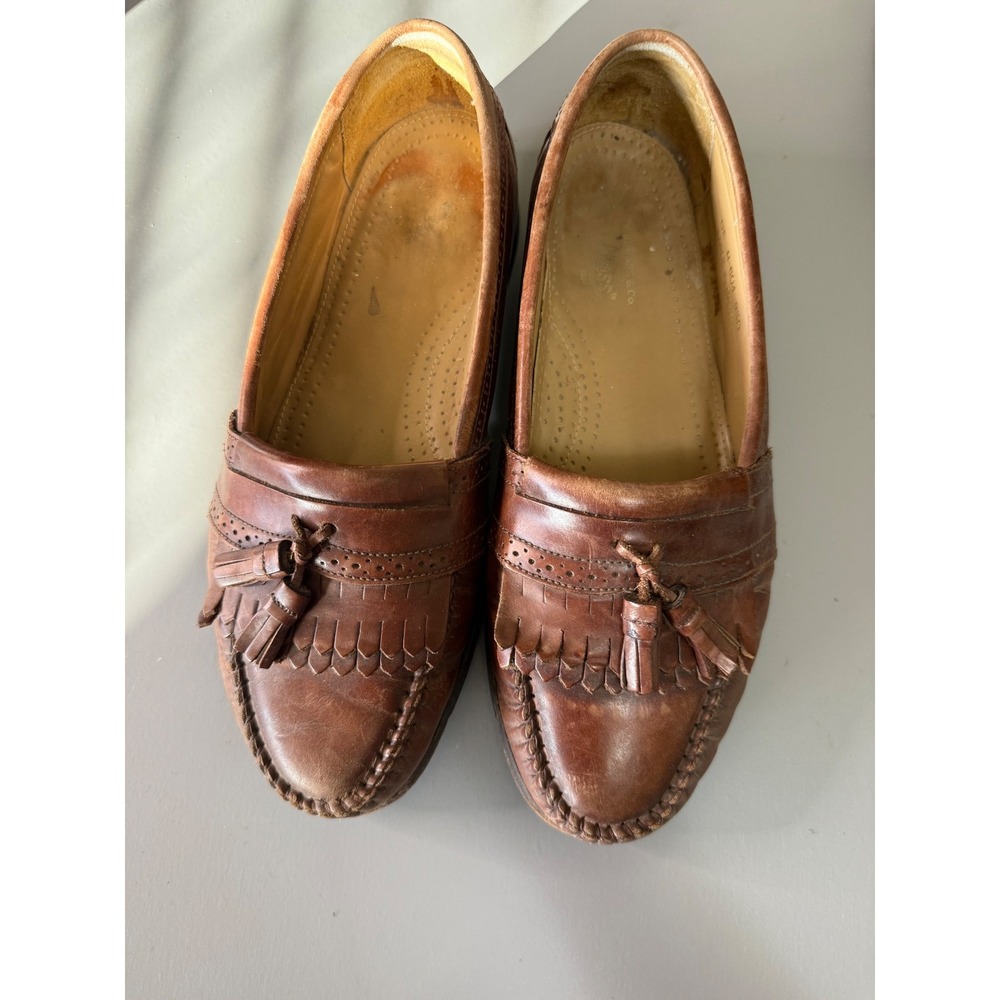Vintage GH Bass Weejuns Frazer Brown Leather Kiltie Tassel Loafers Mens 9.5 D